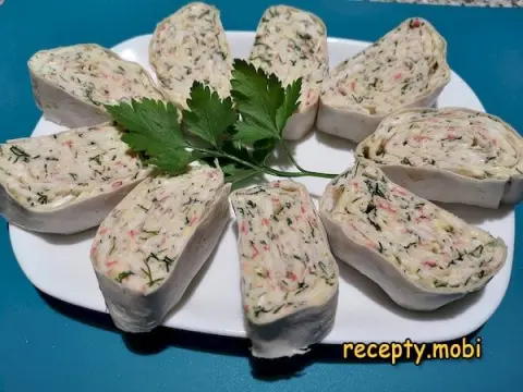 Рулет из лаваша с крабовыми палочками – пошаговый рецепт