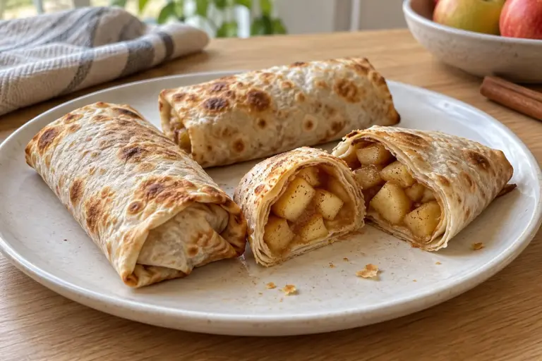 Запечённые рулетики из лаваша с яблоками и корицей