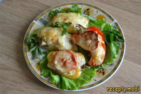 Перец фаршированный половинками в духовке