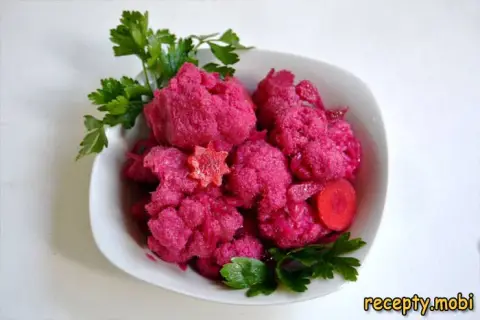 Маринованная цветная капуста со свеклой – пошаговый рецепт в домашних условиях
