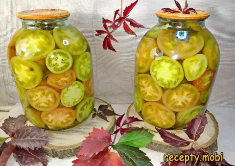 Pickled Green Tomatoes for Winter "Autumn Kaleidoscope"