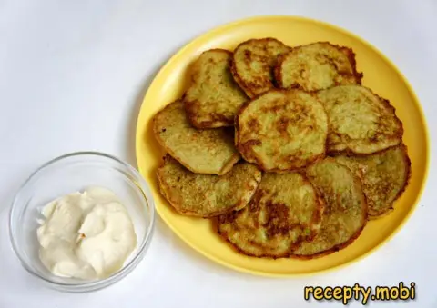 Zucchini Pancakes with Semolina in a Pan