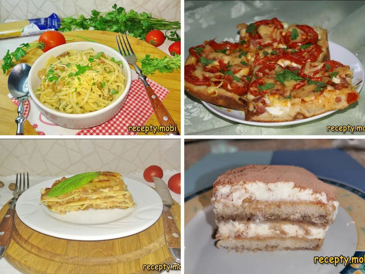 Итальянская кухня: паста карбонара, пицца, лазанья и тирамису